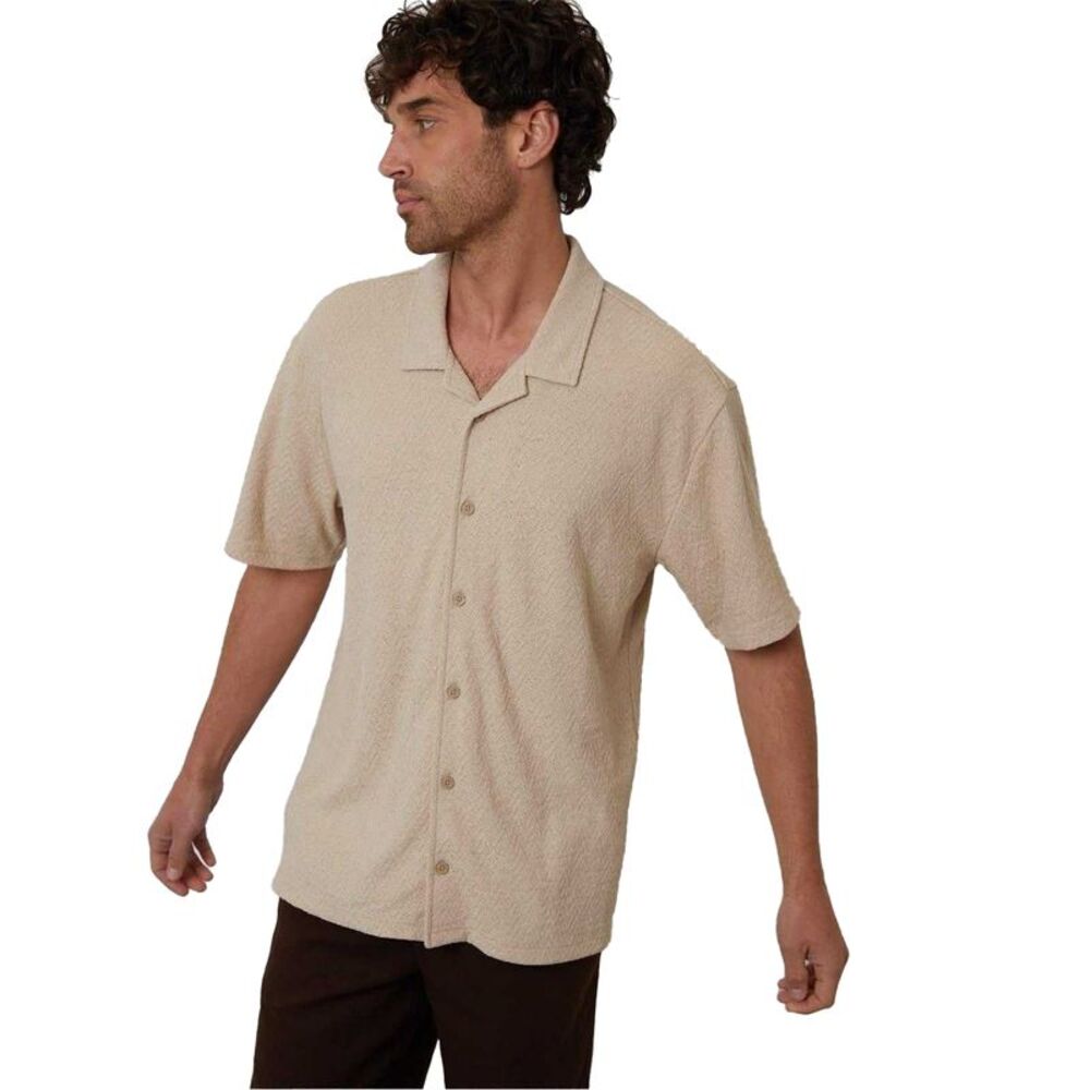 Threadbare Mens Selkirk Relaxed Fit Shirt / Stone